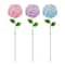 Glitzhome® 24" 2-in-1 Set of 3 Painted Metal Hydrangea Garden Yard Stakes & Wall Decor